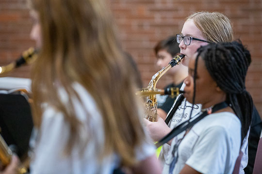 Student begin band practice during the second week.